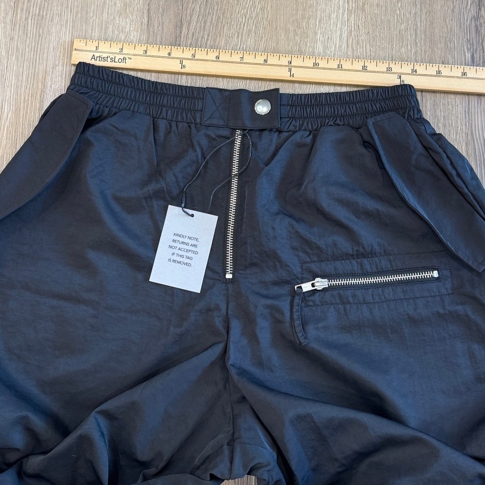 Camila Coelho Nathaly Pant Black Nylon Cargo Joggers Mid Rise Size Small NWT - Picture 5 of 10